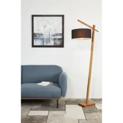 ATHM DESIGN Lampadaires Lampadaire Abat Jour Tissu Noir Pied Bois -Luminaires Soldes 202 lampadaire abat jour tissu noir pied bois 5
