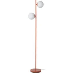 ATHM DESIGN Lampadaires Lampadaire Abat Jour Verre Pied Metal Brossé Marron