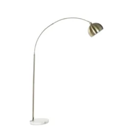 Wadiga Lampadaires Lampadaire Arc Doré Avec Base Ronde Blanche H195cm