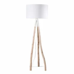 Maisons Du Monde Lampadaires Lampadaire Branche D'eucalyptus Et Abat-jour Blanc H152