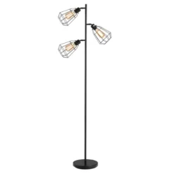 Homcom Lampadaires Lampadaire Design Industriel 3 Ampoules H165 Cm Noir