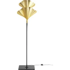 Kare Design Lampadaires Lampadaire En Acier 2 Abat-jours Feuilles Ginkgo Dorées H172