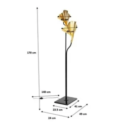 Kare Design Lampadaires Lampadaire En Acier 2 Abat-jours Feuilles Ginkgo Dorées H172 -Luminaires Soldes 202 lampadaire en acier 2 abat jours feuilles ginkgo dorees h172 3