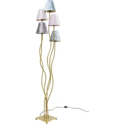 Kare Design Lampadaires Lampadaire En Acier Doré 5 Abat-jours En Velours H163