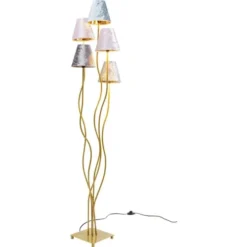 Kare Design Lampadaires Lampadaire En Acier Doré 5 Abat-jours En Velours H163 -Luminaires Soldes 202 lampadaire en acier dore 5 abat jours en velours h163 3