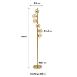 Kare Design Lampadaires Lampadaire En Acier Doré Et Verre H160 -Luminaires Soldes 202 lampadaire en acier dore et verre h160 4