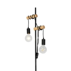 QAZQA Lampadaires Lampadaire En Acier Noir -Luminaires Soldes 202 lampadaire en acier noir 2