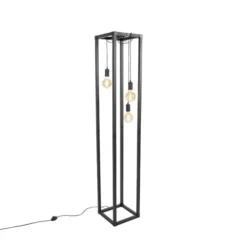 QAZQA Lampadaires Lampadaire En Acier Noir -Luminaires Soldes 202 lampadaire en acier noir 27