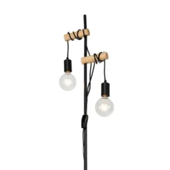 QAZQA Lampadaires Lampadaire En Acier Noir -Luminaires Soldes 202 lampadaire en acier noir 4