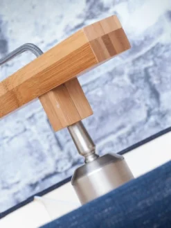 Good & Mojo Lampadaires Lampadaire En Bambou Abat-jour En Lin Gris Clair, H. 174cm -Luminaires Soldes 202 lampadaire en bambou abat jour en lin gris clair h 174cm 2