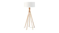 Good & Mojo Lampadaires Lampadaire En Bambou Et Lin Blanc H160cm