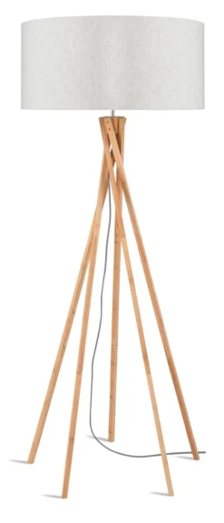 Good & Mojo Lampadaires Lampadaire En Bambou Et Lin Gris H160cm -Luminaires Soldes 202 lampadaire en bambou et lin gris h160cm 11