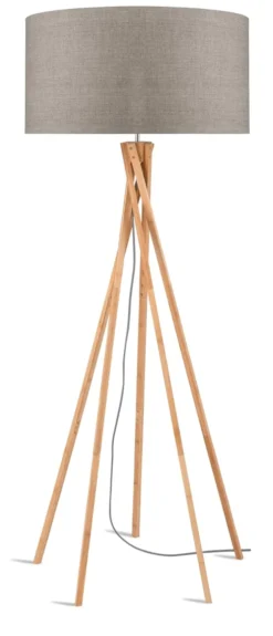 Good & Mojo Lampadaires Lampadaire En Bambou Et Lin Gris H160cm -Luminaires Soldes 202 lampadaire en bambou et lin gris h160cm 5