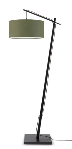 Good & Mojo Lampadaires Lampadaire En Bambou Noir/lin H176cm