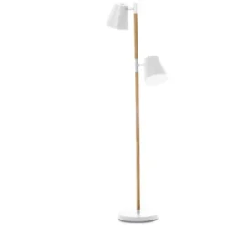 Present Time Lampadaires Lampadaire En Bois Et Métal H150 Cm Marron Et Blanc -Luminaires Soldes 202 lampadaire en bois et metal h150 cm marron et blanc 2