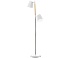 Present Time Lampadaires Lampadaire En Bois Et Métal H150 Cm Marron Et Blanc