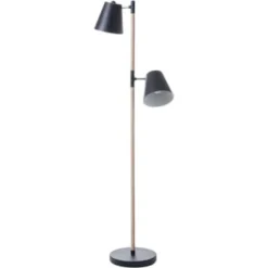 Leitmotiv Lampadaires Lampadaire En Bois Et Métal Hauteur 150 Cm Marron Et Noir -Luminaires Soldes 202 lampadaire en bois et metal hauteur 150 cm marron et blanc