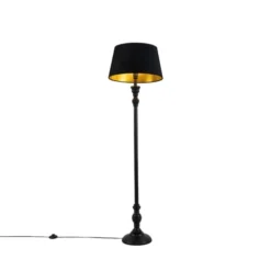 QAZQA Lampadaires Lampadaire En Bois Noir