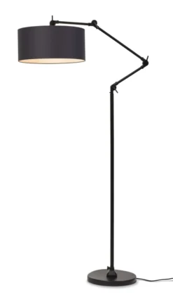 It's About Romi Lampadaires Lampadaire En Fer Abat-jour En Coton Noir, H. 190cm