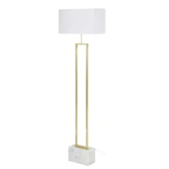 Maisons Du Monde Lampadaires Lampadaire En Métal Doré Et Marbre Blanc H159