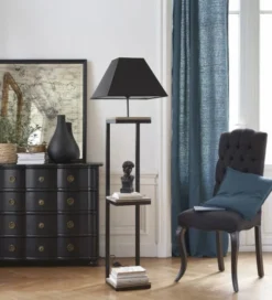 Maisons Du Monde Lampadaires Lampadaire En Métal Et Sapin Avec Abat-jour En Coton Noir H158 -Luminaires Soldes 202 lampadaire en metal et sapin avec abat jour en coton noir h158 1000 12 25 130487 13