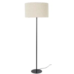 Maisons Du Monde Lampadaires Lampadaire En Métal Noir Mat Et Abat-jour Imitation Fourrure Beige H158