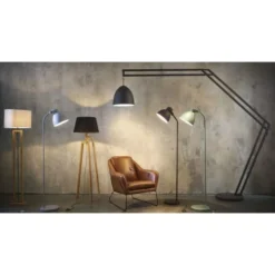 Maisons Du Monde Lampadaires Lampadaire En Terminalier Et Abat-jour En Coton Blanc H165 -Luminaires Soldes 202 lampadaire en terminalier et abat jour en coton blanc h165 1000 13 13 158232 2