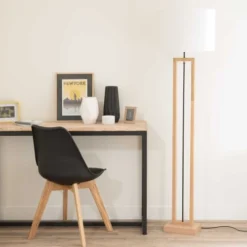 Maisons Du Monde Lampadaires Lampadaire En Terminalier Et Abat-jour En Coton Blanc H165 -Luminaires Soldes 202 lampadaire en terminalier et abat jour en coton blanc h165 1000 13 13 158232 4