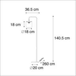 QAZQA Lampadaires Lampadaire En Tissu Noir -Luminaires Soldes 202 lampadaire en tissu noir 1