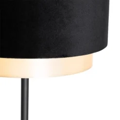 QAZQA Lampadaires Lampadaire En Tissu Noir -Luminaires Soldes 202 lampadaire en tissu noir 5