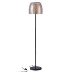 Rendez Vous Déco Lampadaires Lampadaire En Verre Fumé, Marbre Et Métal Noir