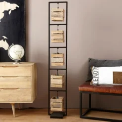 Maisons Du Monde Lampadaires Lampadaire Indus En Métal Noir Et Manguier H153 -Luminaires Soldes 202 lampadaire indus en metal noir et manguier h153 1000 14 9 177375 5