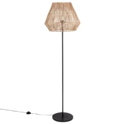 Maisons Du Monde Lampadaires Lampadaire Métal Noir Et Abat-jour En Jute Tressé H170