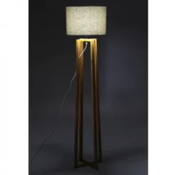 Wadiga Lampadaires Lampadaire Pied En Bois Et Abat-jour Gris -Luminaires Soldes 202 lampadaire pied en bois et abat jour gris 4