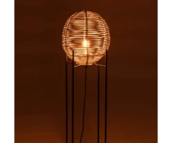 Meubles & Design Lampadaires Lampadaire Rond En Rotin Et Pied Métal Noir -Luminaires Soldes 202 lampadaire rond en rotin et pied metal noir 2