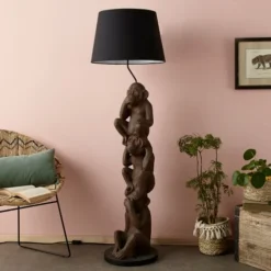 Maisons Du Monde Lampadaires Lampadaire Singe Et Abat-jour Noir H156 -Luminaires Soldes 202 lampadaire singe et abat jour noir h156 1000 15 27 177393 6