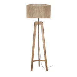 Maisons Du Monde Lampadaires Lampadaire Trépied En Bois De Manguier Et Abat-jour Cannage En Fil De Jute Tressé Main H154