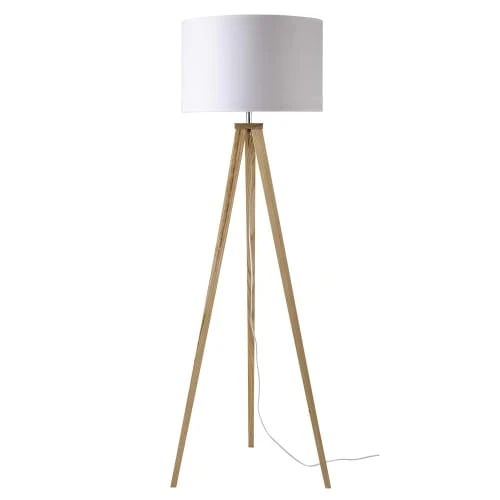 Maisons Du Monde Lampadaires Lampadaire Trépied En Frêne Avec Abat-jour En Coton Blanc H156 3 Maisons Du Monde Lampadaires Lampadaire Trépied En Frêne Avec Abat-jour En Coton Blanc H156