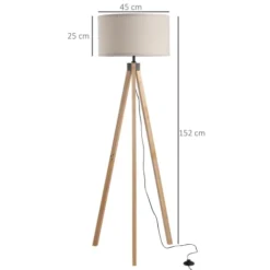 Homcom Lampadaires Lampadaire Trépied Style Scandinave H152 Cm Bois De Pin Lin Beige -Luminaires Soldes 202 lampadaire trepied style scandinave h152 cm bois de pin lin beige 2