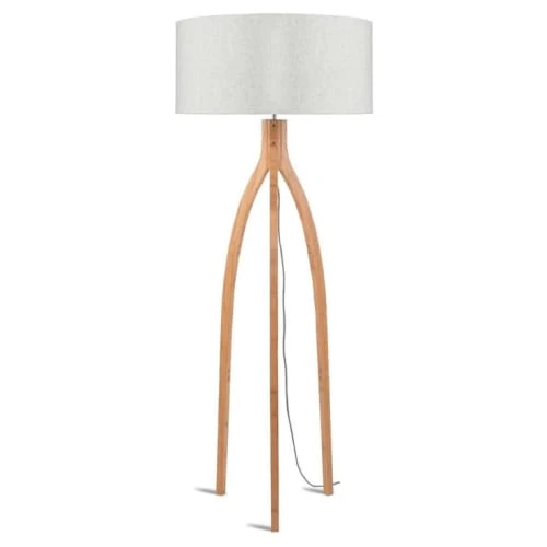 Good & Mojo Lampadaires Lampadaire Tripode Bambou Et Lin Naturel Blanc H160cm 3 Good & Mojo Lampadaires Lampadaire Tripode Bambou Et Lin Naturel Blanc H160cm