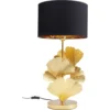Kare Design Lampes à Poser Lampe 5 Feuilles De Ginkgo Acier Doré Et Abat-jour Coton Noir -Luminaires Soldes 202 lampe 5 feuilles de ginkgo acier dore et abat jour coton noir