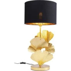 Kare Design Lampes à Poser Lampe 5 Feuilles De Ginkgo Acier Doré Et Abat-jour Coton Noir -Luminaires Soldes 202 lampe 5 feuilles de ginkgo acier dore et abat jour coton noir 3