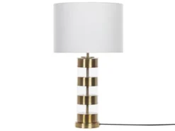 Beliani Lampes à Poser Lampe à Poser Blanche Et Dorée 63 Cm