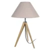 Tosel Lampes à Poser Lampe A Poser Bois Naturel Et Taupe -Luminaires Soldes 202 lampe a poser bois naturel et taupe