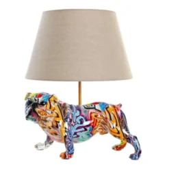 Wadiga Lampes à Poser Lampe à Poser Chien Bouledogue Multicolore 38x36x47cm