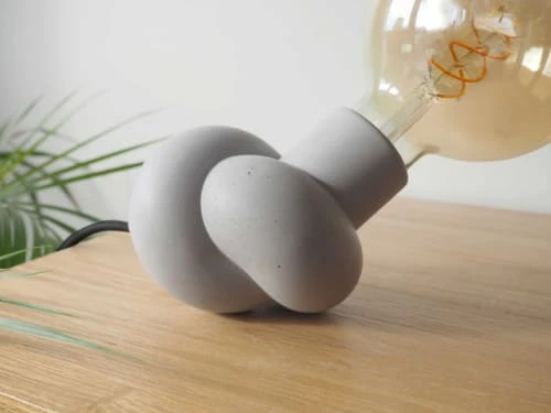 Gone's Lampes à Poser Lampe à Poser En Béton Et Bois Cordon Noir Ampoule LED Edison 6 Gone's Lampes à Poser Lampe à Poser En Béton Et Bois Cordon Noir Ampoule LED Edison – Image 4