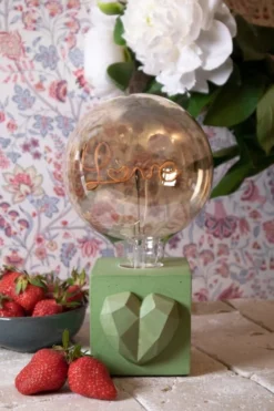 Junny Lampes à Poser Lampe à Poser En Béton Vert Avec Son Ampoule à Message -Luminaires Soldes 202 lampe a poser en beton vert avec son ampoule a message 4