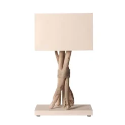 Coc'art Lampes à Poser Lampe à Poser En Bois Blanc Cassé -Luminaires Soldes 202 lampe a poser en bois blanc casse 2