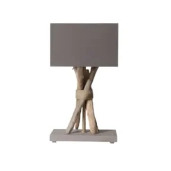 Coc'art Lampes à Poser Lampe à Poser En Bois Blanc Cassé -Luminaires Soldes 202 lampe a poser en bois gris