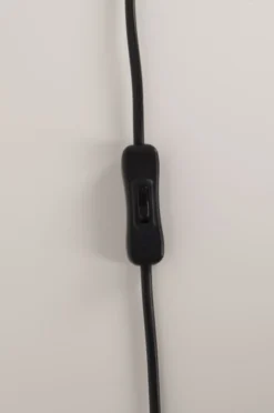 Zuiver Lampes à Poser Lampe à Poser En Bois Noir Et Abat Jour Gris -Luminaires Soldes 202 lampe a poser en bois noir et abat jour gris 3